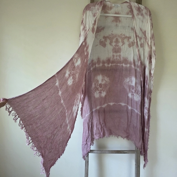 ⭐️40% Off⭐️ Moss Rose Dusty Rose Tie-Dye Fringe Kimono - Picture 6 of 12